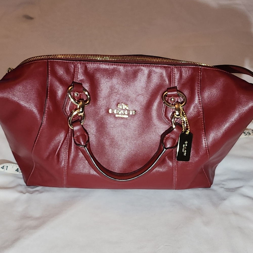 Coach Red Leather Satchel/Crossbody Bag